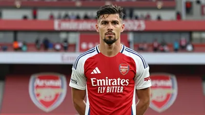 A tight, waist-up shot of a ruggedly-built, 25-year-old, central defender, with a strong jawline and determined...